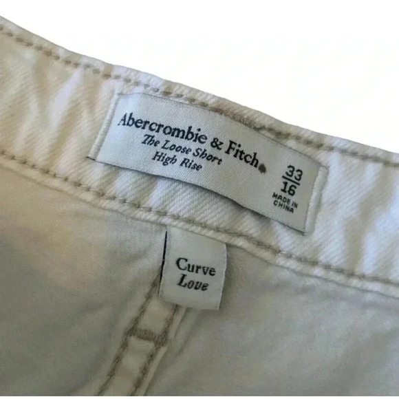 Abercrombie & Fitch Curve Love Off White The Loose Short New Sz 33 High Rise 16 - Picture 5 of 6
